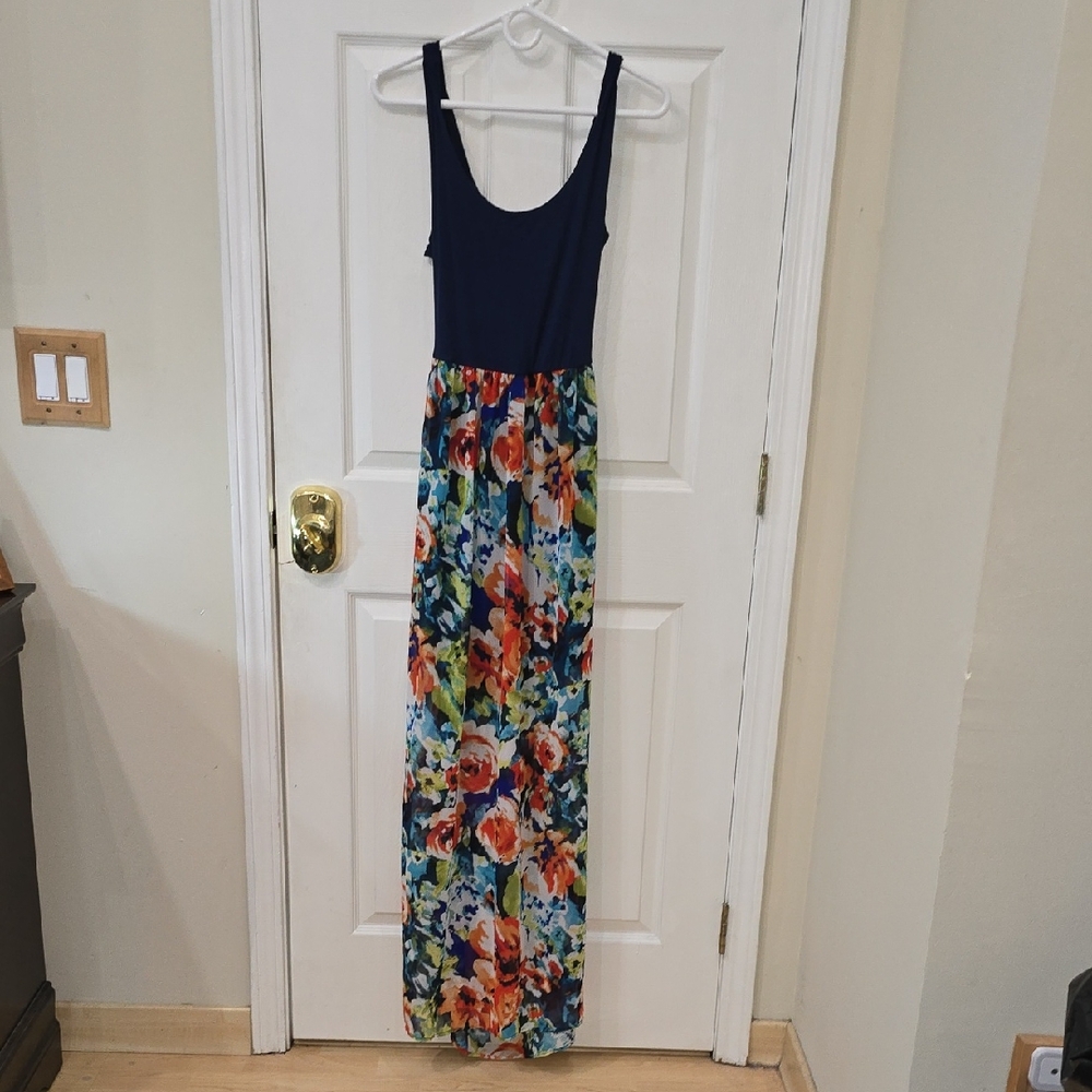 Le Lis Blue Sleeveless Scoop Neck Sundress